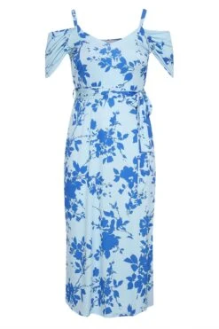 YOURS LONDON Curve Blue Floral Cold Shoulder Maxi Dress -Saga Dresses Shop e0025354 fa4c 47 161531 X