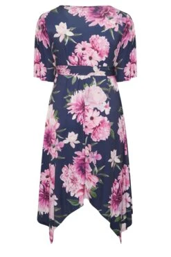 YOURS LONDON Curve Navy Blue & Purple Hanky Hem Floral Dress 11 YOURS LONDON Curve Navy Blue & Purple Hanky Hem Floral Dress -Saga Dresses Shop e01484c5 7cc0 42 162104 Y