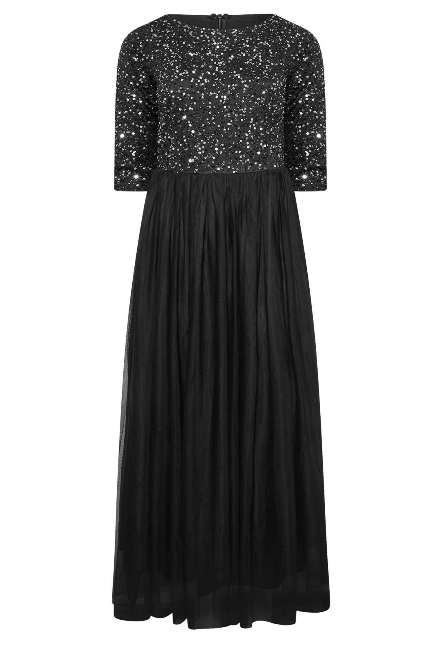 LUXE Curve Black Sequin Hand Embellished Maxi Dress 6 LUXE Curve Black Sequin Hand Embellished Maxi Dress - Image 6