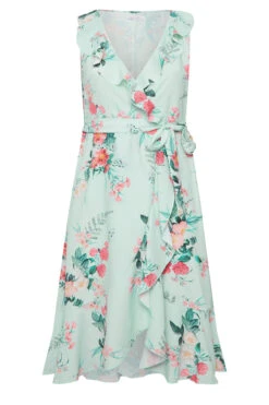 YOURS LONDON Curve Green Floral Print Double Ruffle Wrap Dress 10 YOURS LONDON Curve Green Floral Print Double Ruffle Wrap Dress -Saga Dresses Shop e050cfe0 6690 44 162053 X