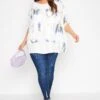 YOURS Curve White Floral Double Layered Blouse