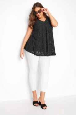 YOURS Curve Black Lace Swing Vest Top