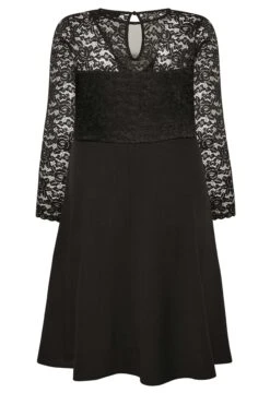 YOURS LONDON Curve Black Lace Plunge Skater Dress 11 YOURS LONDON Curve Black Lace Plunge Skater Dress -Saga Dresses Shop e1e2b0d4 5f47 44 161905 Y