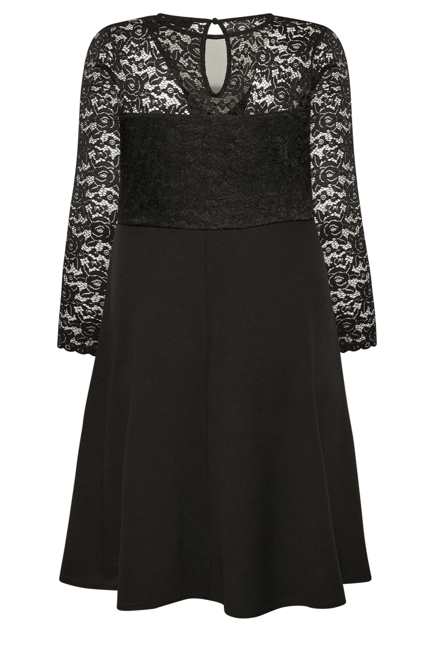 YOURS LONDON Curve Black Lace Plunge Skater Dress 6 YOURS LONDON Curve Black Lace Plunge Skater Dress - Image 6