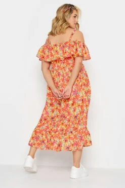 LIMITED COLLECTION Curve Orange Floral Frill Cold Shoulder Midi Dress 11 LIMITED COLLECTION Curve Orange Floral Frill Cold Shoulder Midi Dress -Saga Dresses Shop e22b7efe b81d 4f 215544 C