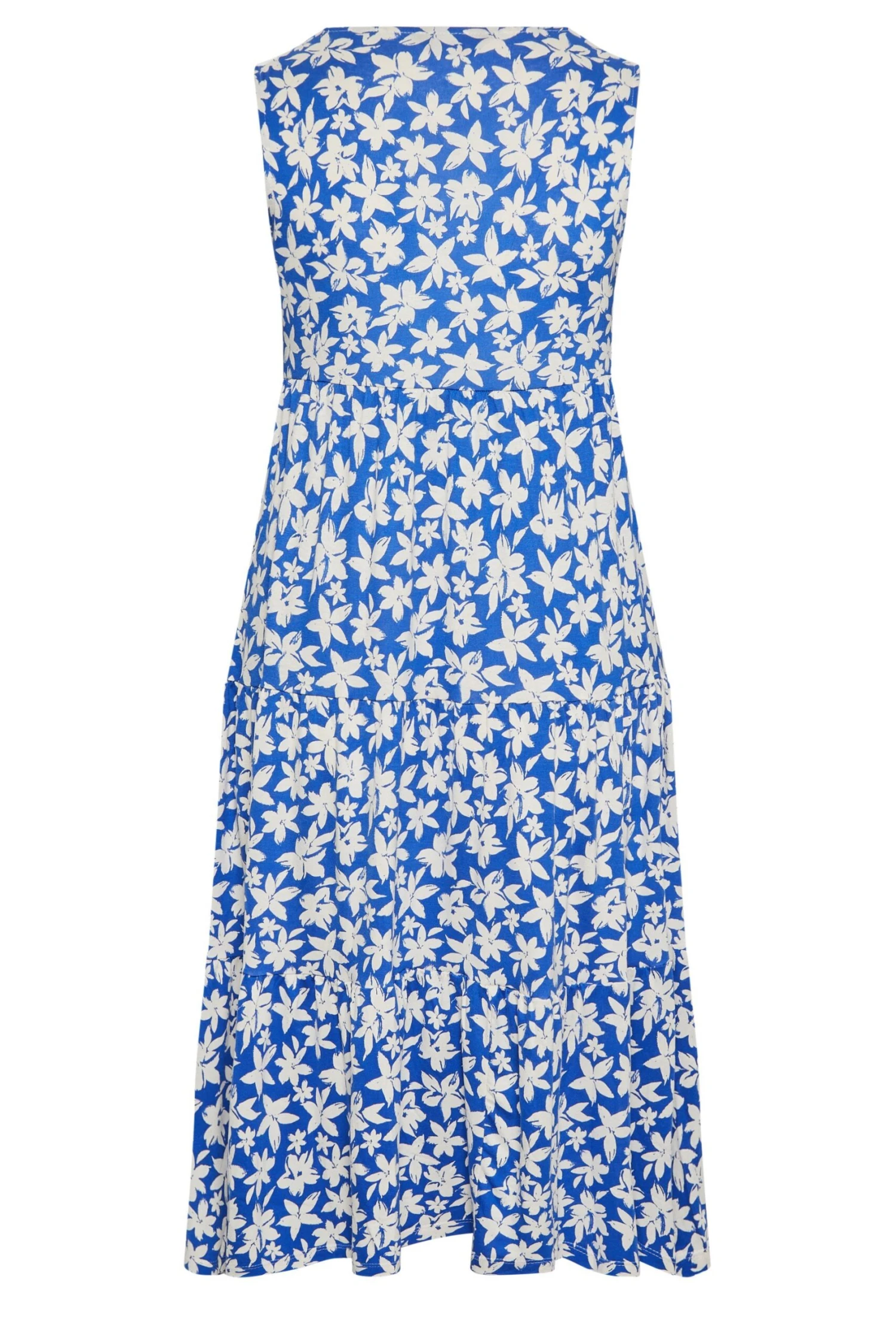 YOURS Curve Blue Floral Print Wrap Midi Dress 6 YOURS Curve Blue Floral Print Wrap Midi Dress - Image 6