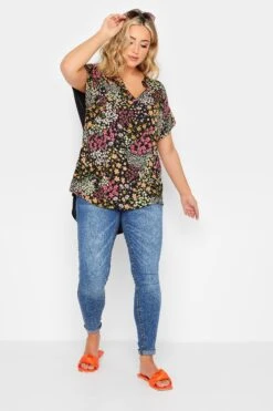 YOURS Curve Black Floral Blouse