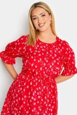 YOURS Curve Red Polka Dot Print Blouse -Saga Dresses Shop e2f7ef73 ec06 4d 131781 D