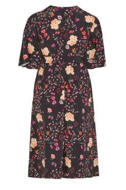 YOURS LONDON Curve Black Floral Print Midi Wrap Dress -Saga Dresses Shop e38a737d 56a5 47 161817 Y