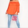 LIMITED COLLECTION Curve Orange Frill Bardot Top