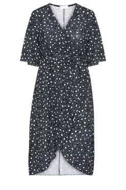 YOURS LONDON Curve Grey Leopard Midi Wrap Dress -Saga Dresses Shop e401cf1f 70a8 4b 157868 F