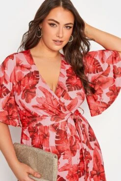 YOURS LONDON Curve Pink Tropical Floral Print Wrap Dress 8 YOURS LONDON Curve Pink Tropical Floral Print Wrap Dress -Saga Dresses Shop e4818431 98b1 49 162202 D