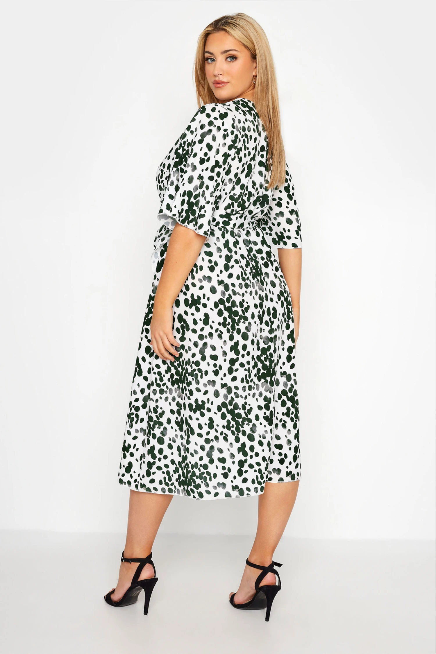 YOURS LONDON Curve White Dalmatian Print Wrap Dress 2 YOURS LONDON Curve White Dalmatian Print Wrap Dress - Image 2