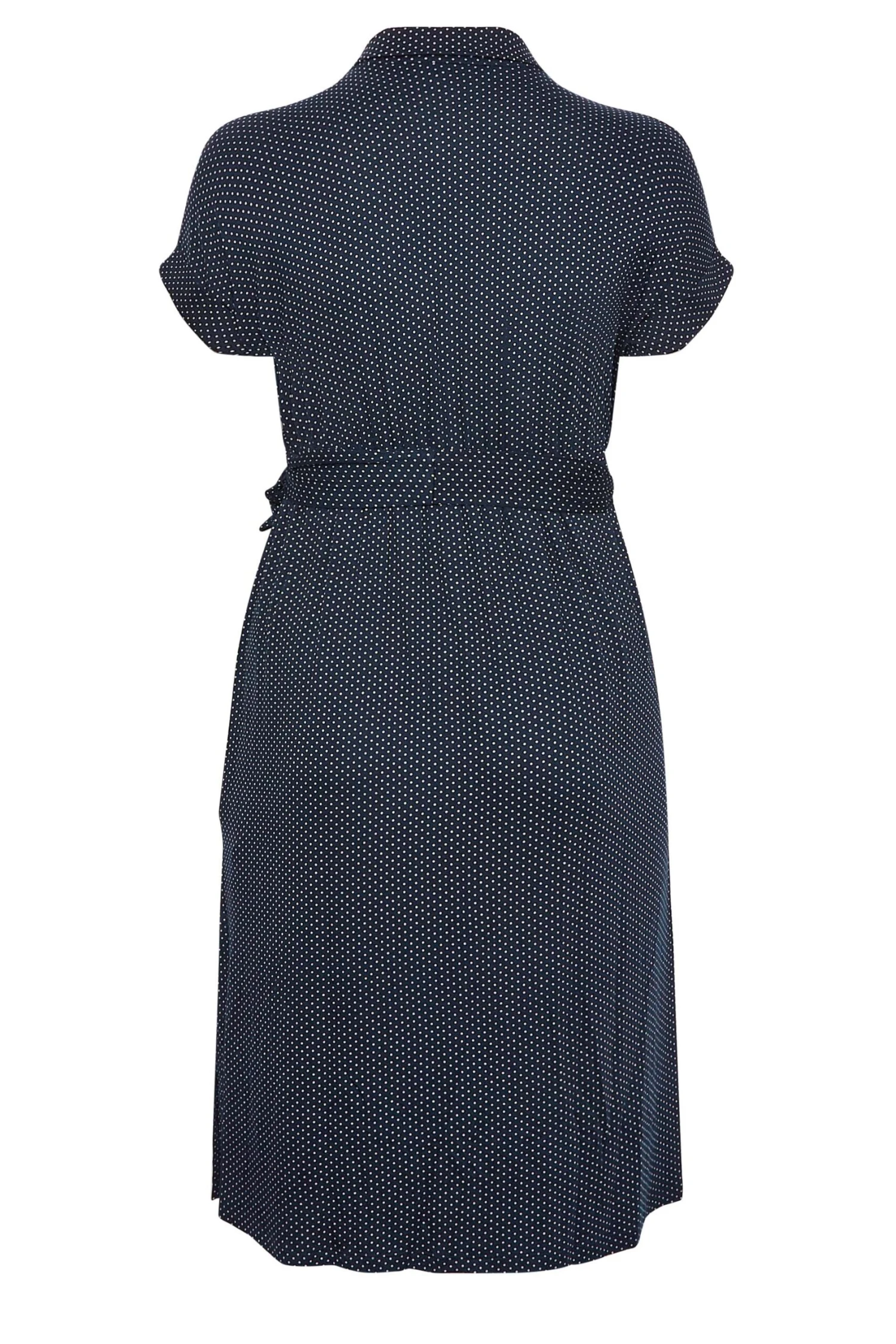 YOURS Curve Navy Blue Polka Dot Split Hem Shirt Dress 6 YOURS Curve Navy Blue Polka Dot Split Hem Shirt Dress - Image 6