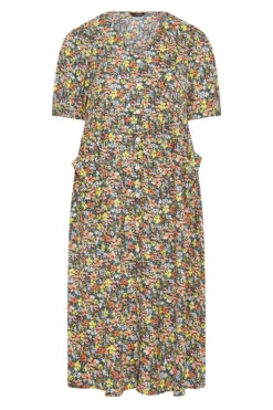 LIMITED COLLECTION Curve Yellow Floral Drop Pocket Smock Dress 10 LIMITED COLLECTION Curve Yellow Floral Drop Pocket Smock Dress -Saga Dresses Shop e56bd87f 29dd 44 217023 X