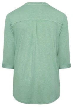 YOURS Curve Green Half Placket Blouse -Saga Dresses Shop e6499e2c 55ff 4d 174292 Y