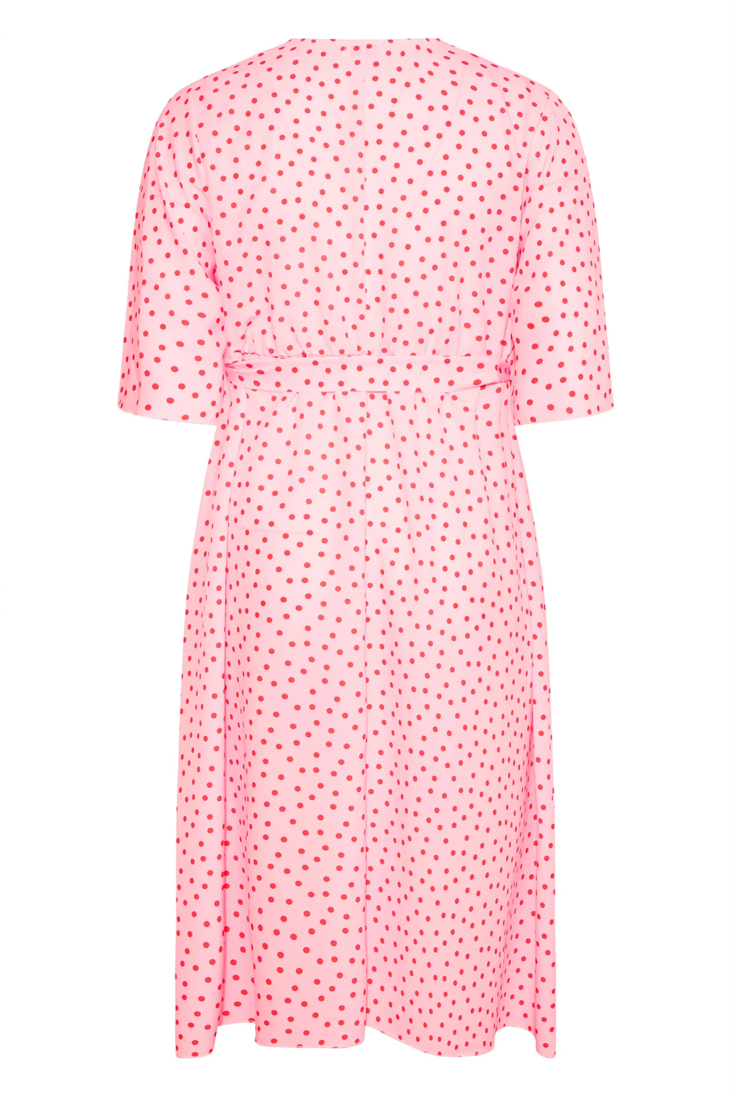 YOURS LONDON Curve Pink Polka Dot Midi Wrap Dress 6 YOURS LONDON Curve Pink Polka Dot Midi Wrap Dress - Image 6