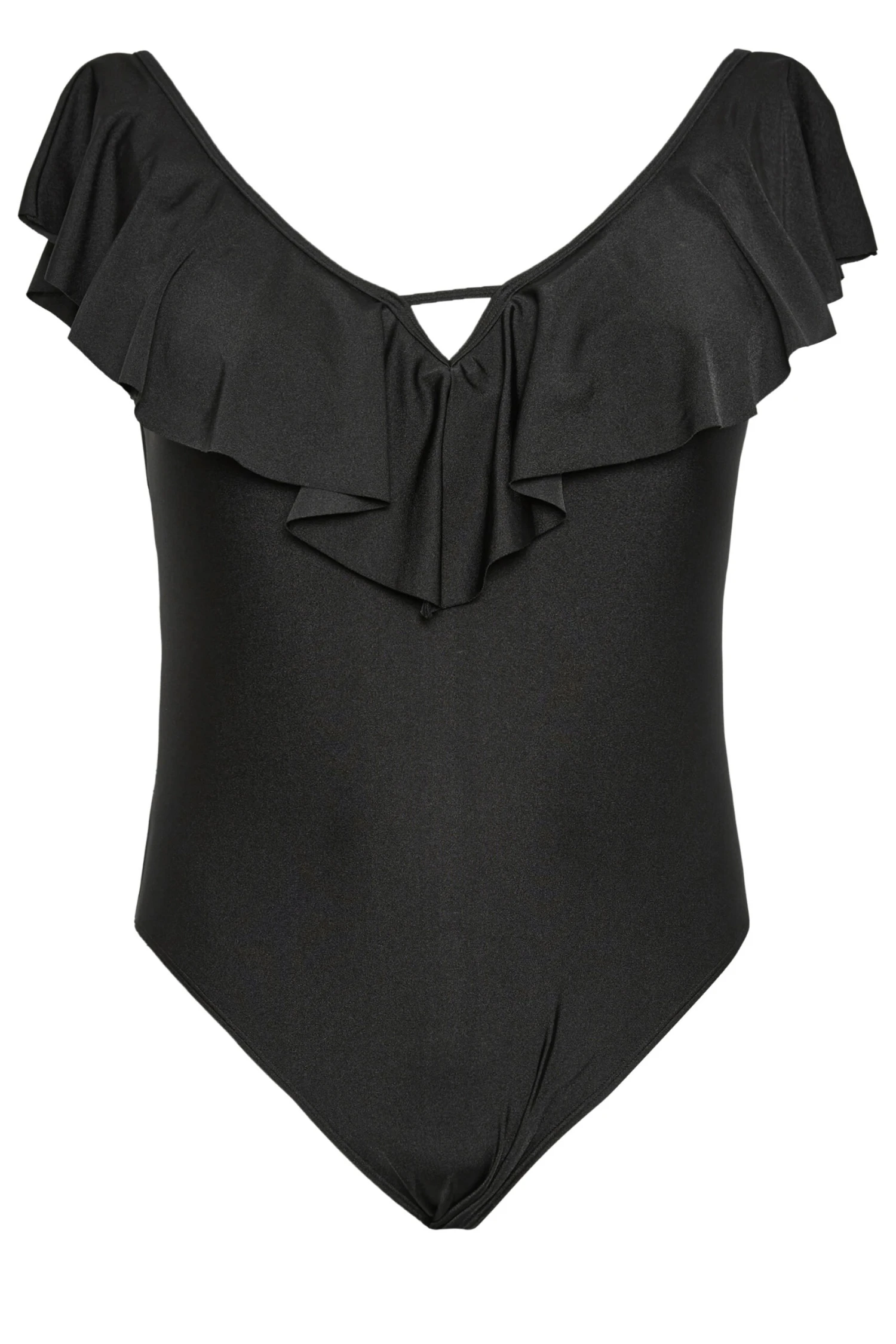 YOURS Curve Black Frill Plunge Tummy Control Swimsuit 5 YOURS Curve Black Frill Plunge Tummy Control Swimsuit - Image 5