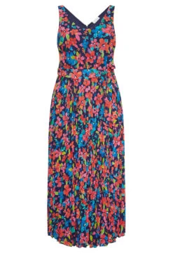 YOURS LONDON Curve Blue Floral Pleated Maxi Dress -Saga Dresses Shop e6c3fcef 9418 4e 162021 X