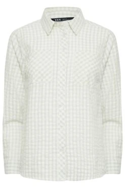 YOURS PETITE Curve Sage Green Gingham Pocket Shirt -Saga Dresses Shop e6dc361b 94c3 4b 174550 X
