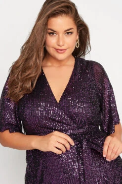 YOURS LONDON Curve Purple Sequin Embellished Double Wrap Dress 8 YOURS LONDON Curve Purple Sequin Embellished Double Wrap Dress -Saga Dresses Shop e6dcf08b dcfc 45 161393 D