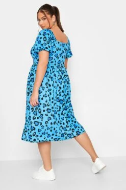 LIMITED COLLECTION Curve Blue Leopard Print Midaxi Dress -Saga Dresses Shop e6e5c9b3 02d9 42 215828 D