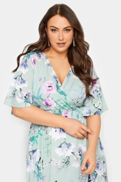 YOURS LONDON Light Blue Floral Shirred Maxi Dress 8 YOURS LONDON Light Blue Floral Shirred Maxi Dress -Saga Dresses Shop e800f615 31c8 41 162126 D
