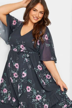 YOURS LONDON Curve Navy Blue Floral Ruffle Hem Maxi Dress 10 YOURS LONDON Curve Navy Blue Floral Ruffle Hem Maxi Dress -Saga Dresses Shop e80e4bb9 f414 4b 162106 E