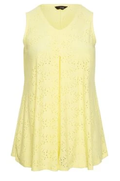 YOURS Curve Pastel Yellow Pointelle Vest Top -Saga Dresses Shop e83605d0 98e9 45 301840 X