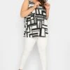 YOURS Curve White Geometric Print Cami Vest Top