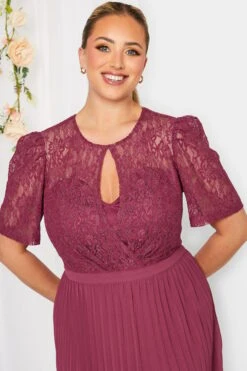 YOURS LONDON Curve Burgundy Red Lace Puff Sleeve Pleated Maxi Dress 8 YOURS LONDON Curve Burgundy Red Lace Puff Sleeve Pleated Maxi Dress -Saga Dresses Shop e87fe3b1 2edf 45 161904 D