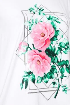 YOURS Curve White Floral Foil Print T-Shirt -Saga Dresses Shop e896be1c 3eee 41 302179 Z