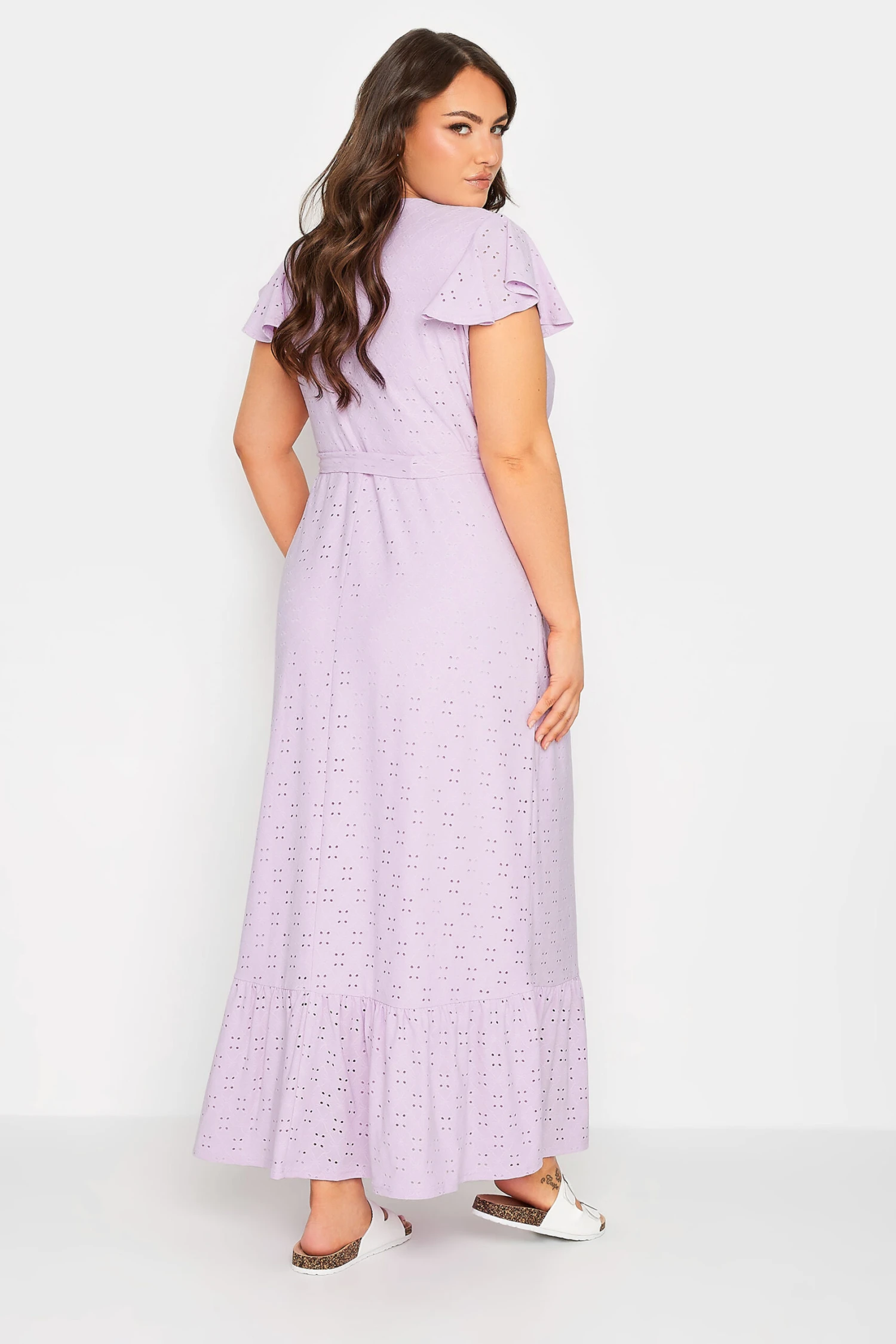 YOURS Curve Lilac Purple Broderie Anglaise Maxi Dress 2 YOURS Curve Lilac Purple Broderie Anglaise Maxi Dress - Image 2
