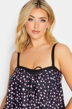 YOURS Curve Black Spot Print Tankini Top -Saga Dresses Shop e96e4761 0285 49 150313 E