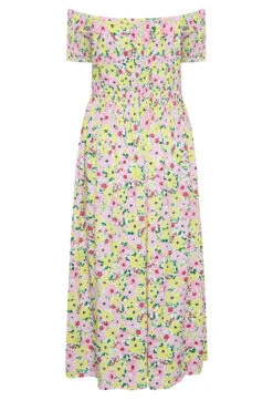 YOURS Curve White Floral Print Shirred Maxi Dress -Saga Dresses Shop e9886273 cee8 49 137342 Y