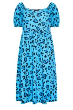 LIMITED COLLECTION Curve Blue Leopard Print Midaxi Dress -Saga Dresses Shop eacb467f e55a 41 215828 X