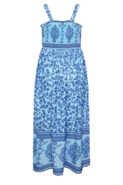 LIMITED COLLECTION Curve Blue Floral Border Print Maxi Dress -Saga Dresses Shop eaf9ba41 21e1 4b 215799 Y