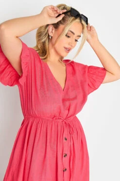 LIMITED COLLECTION Curve Coral Pink Frill Sleeve Cotton Maxi Dress 8 LIMITED COLLECTION Curve Coral Pink Frill Sleeve Cotton Maxi Dress -Saga Dresses Shop eb2167a1 2f7d 43 215681 D