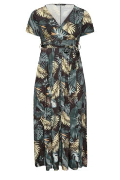 YOURS Curve Black Tropical Leaf Print Wrap Dress 10 YOURS Curve Black Tropical Leaf Print Wrap Dress -Saga Dresses Shop eb3c10df 21c7 44 301986 X