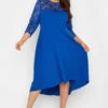 YOURS LONDON Curve Royal Blue Lace Sweetheart Midi Dress
