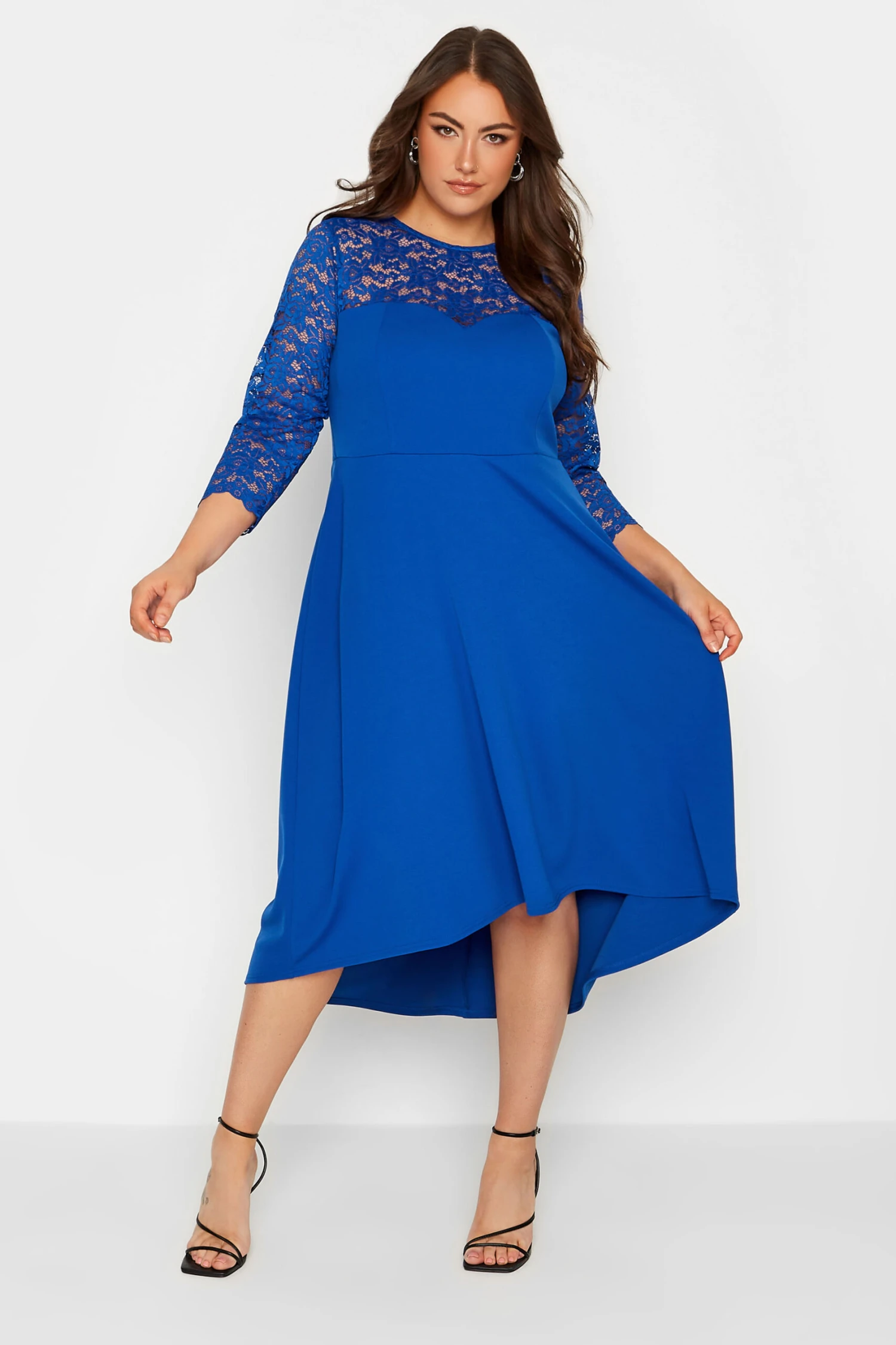 YOURS LONDON Curve Royal Blue Lace Sweetheart Midi Dress 1 YOURS LONDON Curve Royal Blue Lace Sweetheart Midi Dress