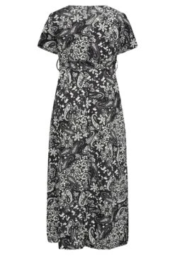 YOURS Curve Black Paisley Print Wrap Maxi Dress 11 YOURS Curve Black Paisley Print Wrap Maxi Dress -Saga Dresses Shop ebf8022e 384b 47 302074 Y