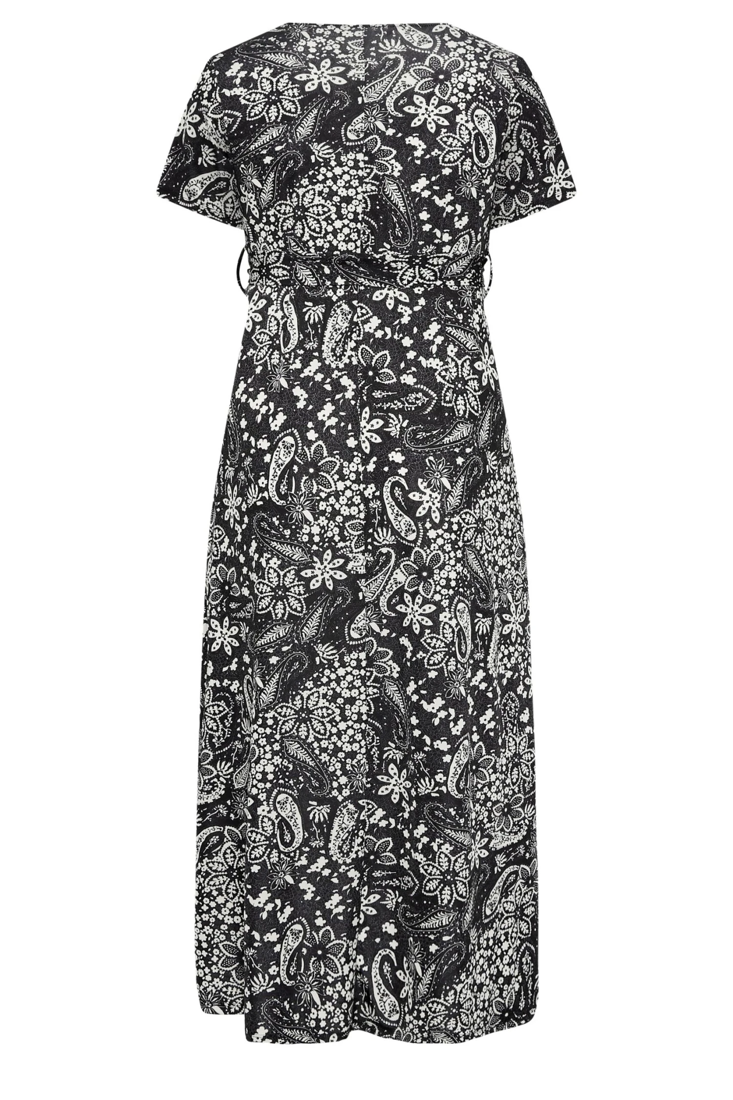 YOURS Curve Black Paisley Print Wrap Maxi Dress 6 YOURS Curve Black Paisley Print Wrap Maxi Dress - Image 6