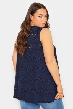 YOURS Curve 2 PACK Navy Blue Broderie Swing Vest Top -Saga Dresses Shop ec0eba60 8a2c 45 320742 C