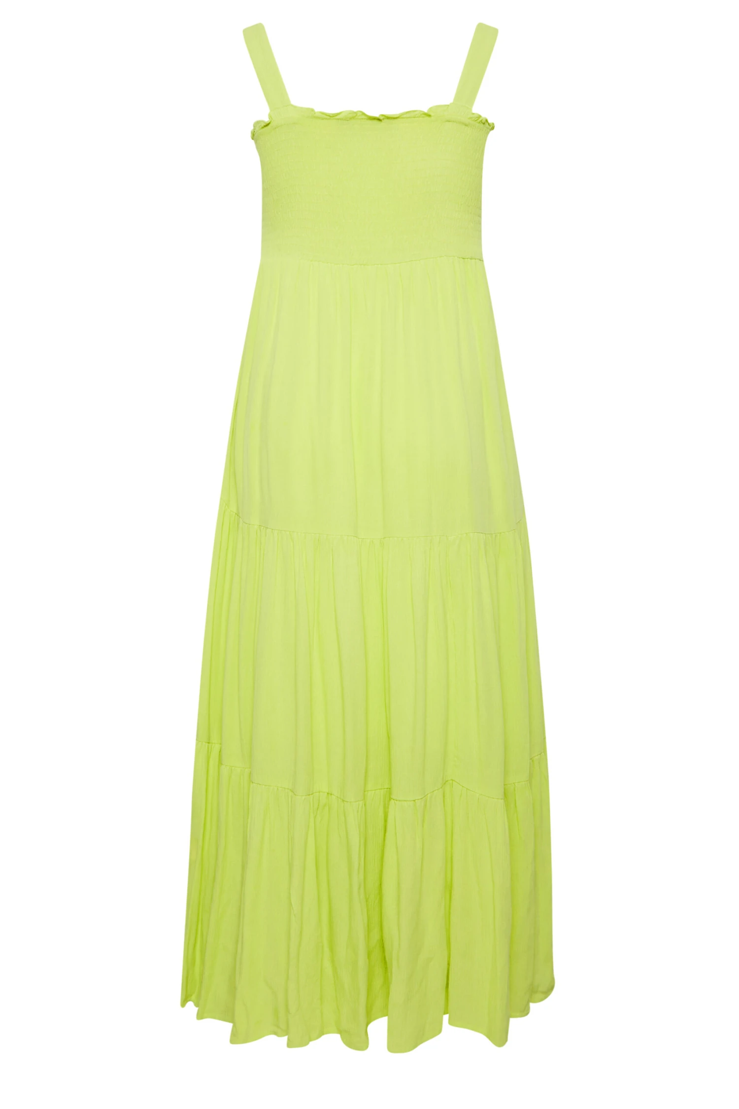 YOURS Curve Lime Green Shirred Strappy Sundress 6 YOURS Curve Lime Green Shirred Strappy Sundress - Image 6