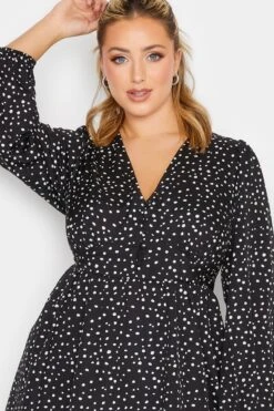 LIMITED COLLECTION Curve Black Spot Print Peplum Blouse 8 LIMITED COLLECTION Curve Black Spot Print Peplum Blouse -Saga Dresses Shop edc6c484 b98e 43 215105 D