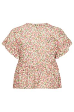 YOURS PETITE Curve Pink Ditsy Floral Peplum Top -Saga Dresses Shop eddcb43e e565 4f 174526 Y