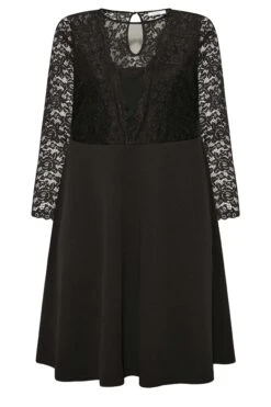 YOURS LONDON Curve Black Lace Plunge Skater Dress 10 YOURS LONDON Curve Black Lace Plunge Skater Dress -Saga Dresses Shop edf9dc3c e8af 44 161905 X