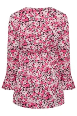 LIMITED COLLECTION Curve Pink Floral Print Wrap Top -Saga Dresses Shop ee26e565 950e 45 214900 Y