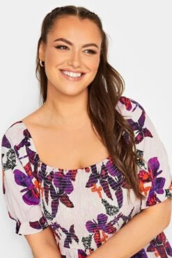 YOURS Curve Light Pink Butterfly Print Shirred Midaxi Dress 8 YOURS Curve Light Pink Butterfly Print Shirred Midaxi Dress -Saga Dresses Shop ee490861 97ba 4d 137477 D